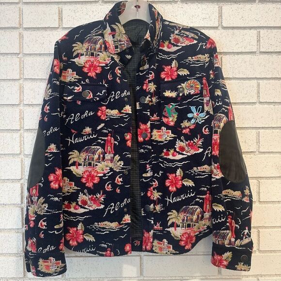 Authier Shirt Jacket Blue Tropical Aloha Hawaii Rare Shacket size 42/US 6 small,All Products : American Fashion Style Bags On Sale